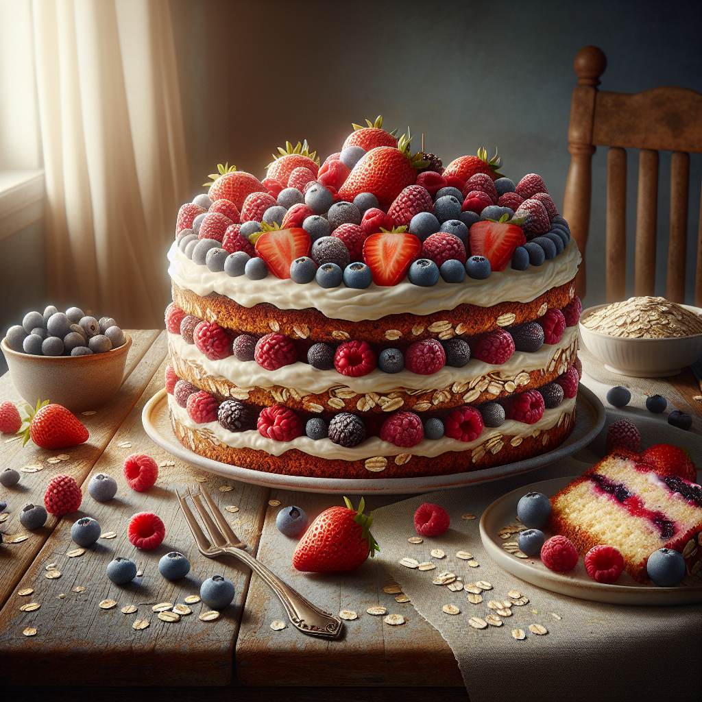 Bolo de Aveia e Frutas Vermelhas